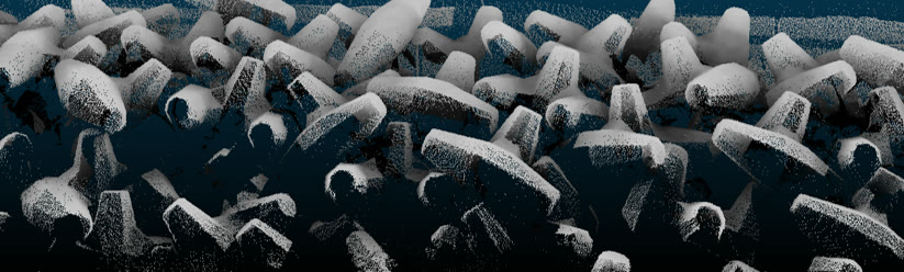 Point cloud of concrete armour units from a 3D underwater scan