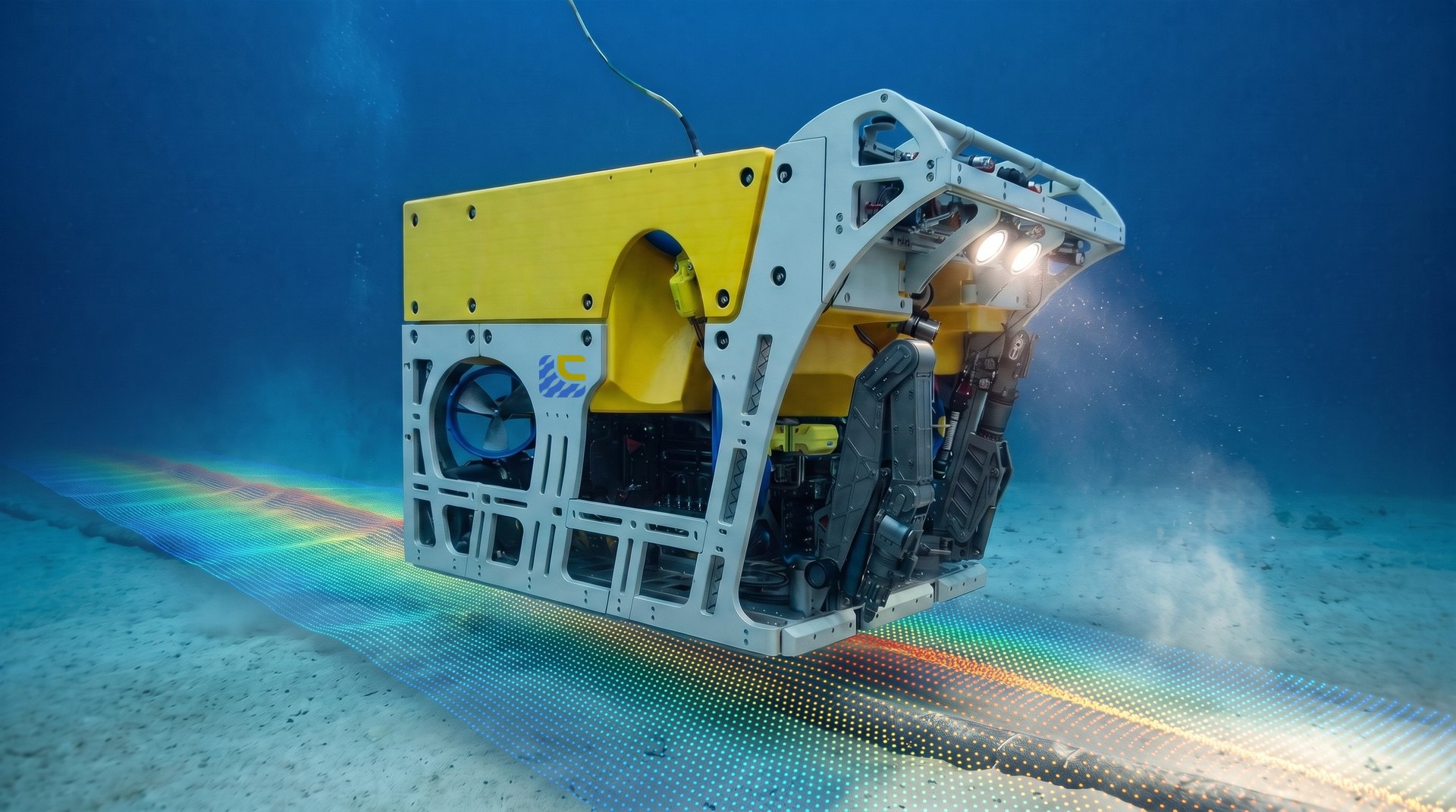 C-TRACK work-class ROV tracking a subsea power cable along a multibeam swath